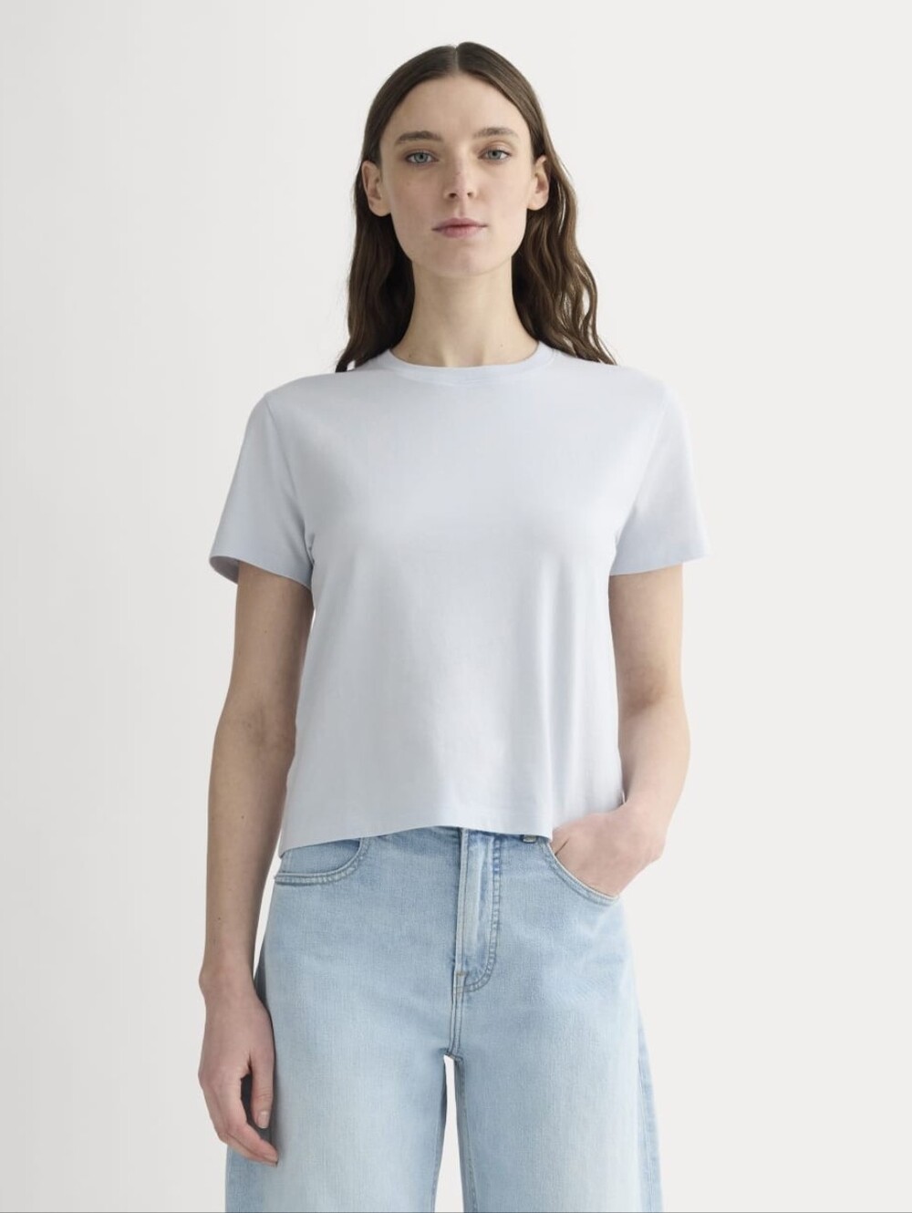 Everlane T Shirt Womens Small Light Blue Crewneck Box Cut Tee Organic Cotton